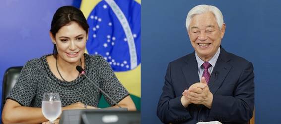 O  Pr. Ock Soo Park  faz  videoconferência com  a Primeira-Dama Michelle Bolsonaro