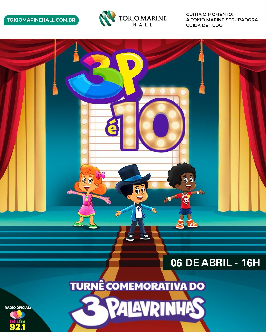 A grande casa de shows Tokio Marine Hall recebe o “3 Palavrinhas” para uma apresentação inesquecível!