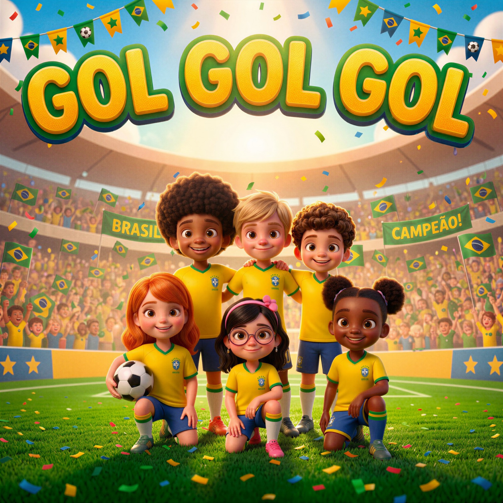Nossa Turminha Kids transforma a emoção da Copa em louvor com a canção “Gol Gol Gol! Jesus É O Campeão”