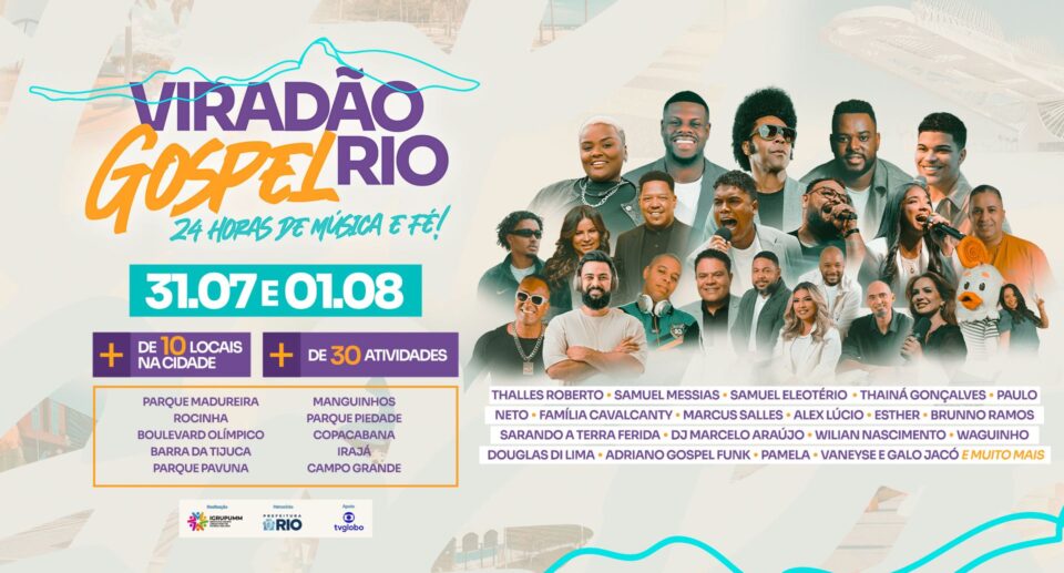 Viradão Gospel celebra a diversidade cultural do Rio de Janeiro com 24h de música, fé e atividades gratuitas